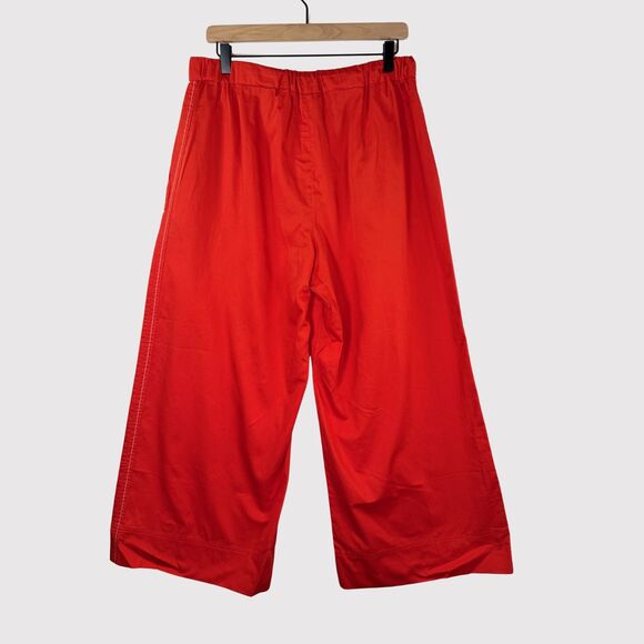 Max Mara Womens Red Leisure Cannone Trouser Cropped Hi Rise Wide Leg Medium - Picture 3 of 13